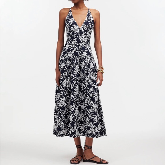 Madewell Dresses & Skirts - NWT Madewell Smocked Halter Midi Dress in Poplin - deep indigo - size 6